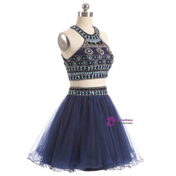 In Stock:Ship in 48 hours Ready To Ship Blue Halter Tulle Dress