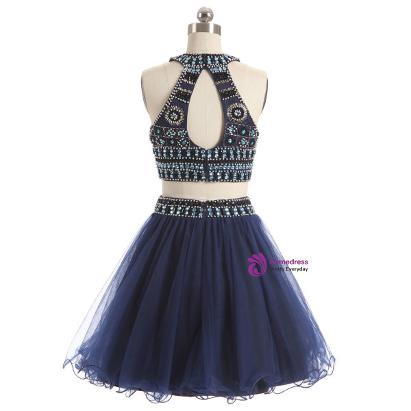 In Stock:Ship in 48 hours Ready To Ship Blue Halter Tulle Dress