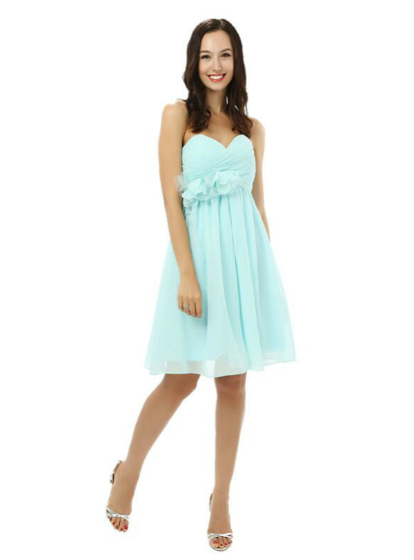 Light Blue Chiffon Sweetheart High Waist Homecoming Dress