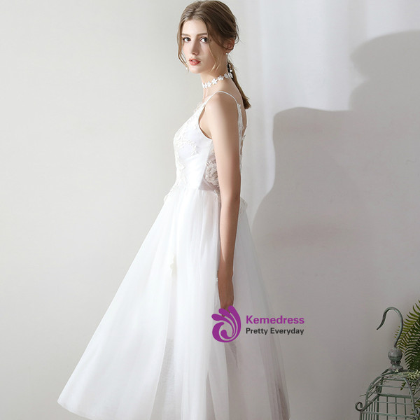In Stock:Ship in 48 hours Spaghetti Straps Tulle Backless Wedding Dress
