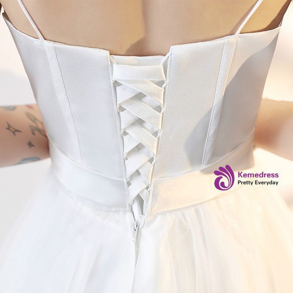 In Stock:Ship in 48 hours Spaghetti Straps Tulle Wedding Dress