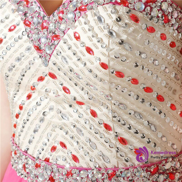Sweetheart Neck Chiffon Beading Crystal Homecoming Dress