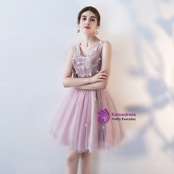 In Stock:Ship in 48 hours Ready To Ship Pink Tulle Homecoming Dress