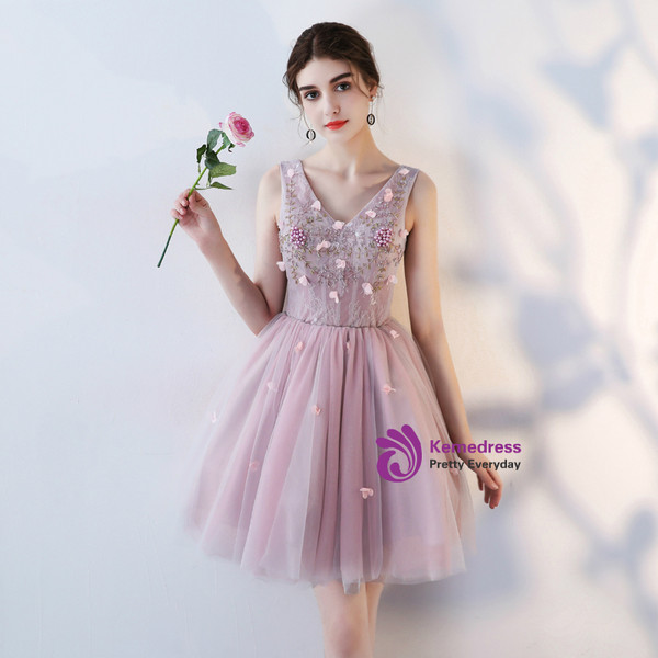In Stock:Ship in 48 hours Ready To Ship Pink Tulle Homecoming Dress