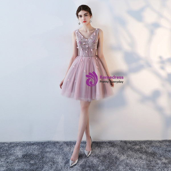 In Stock:Ship in 48 hours Ready To Ship Pink Tulle Homecoming Dress