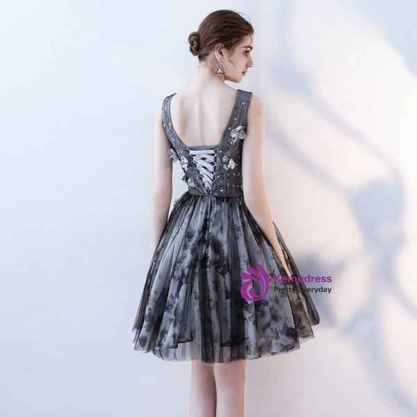 In Stock:Ship in 48 hours Ready To Ship Gray Tulle Homecoming Dress