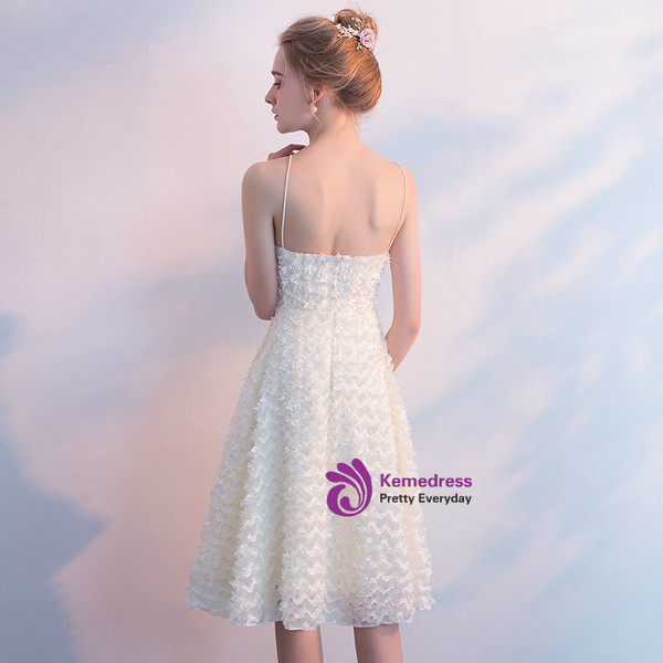 In Stock:Ship in 48 hours Spaghetti Straps Champagne Prom Dress