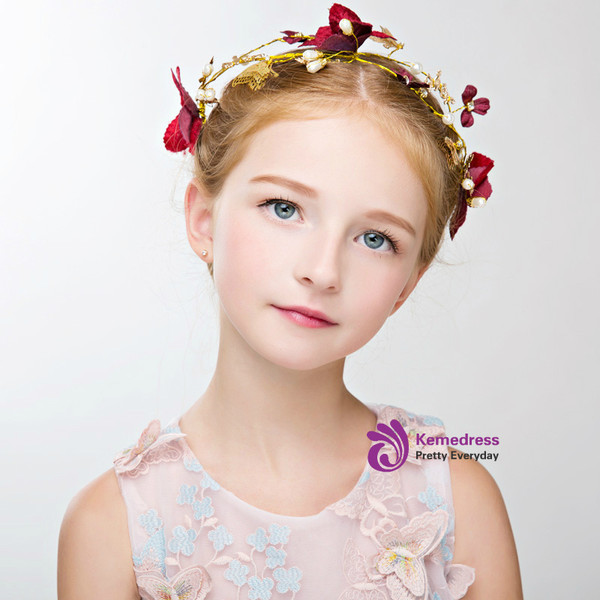 Girl Burgundy Flower Hair Accessories Princess Hair Flower 