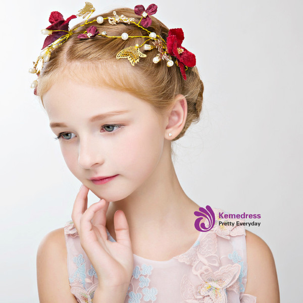 Girl Burgundy Flower Hair Accessories Princess Hair Flower 