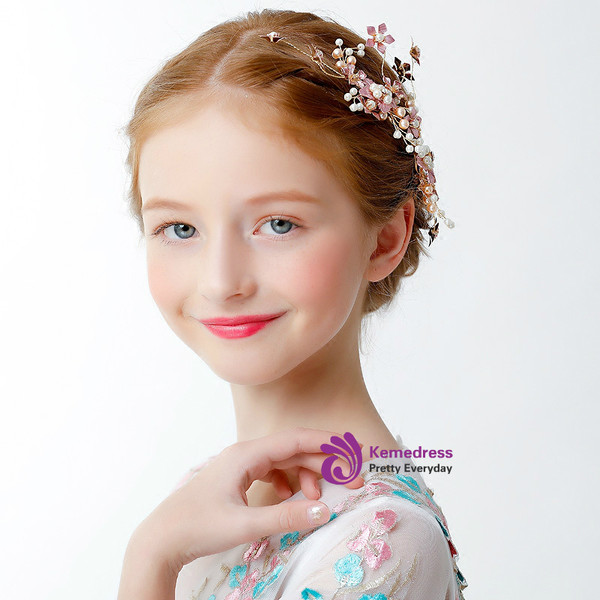 Girl Hair Accessories Princess Crown Clip Pink Flowers