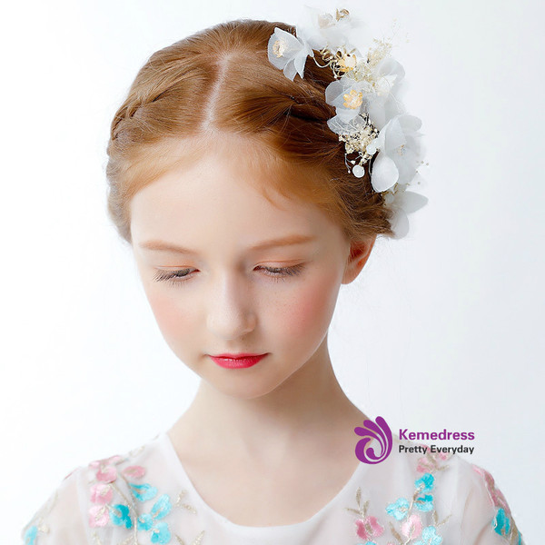 Princess Crown Hair Accessories With White Flowers On The Side