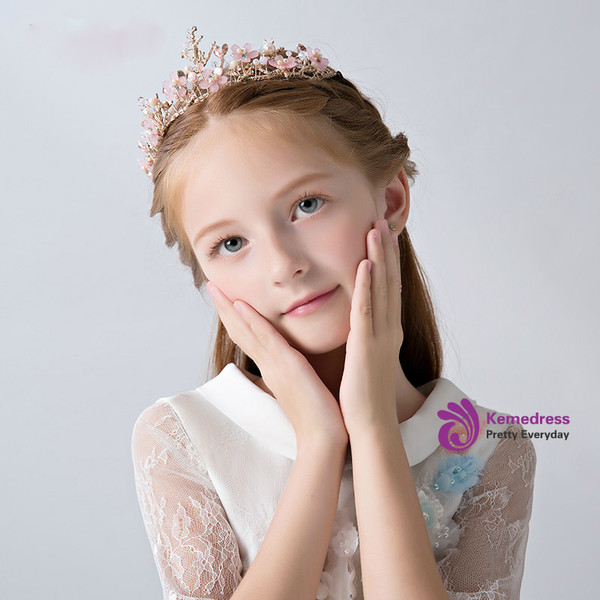 Children's Tiara Pink Flower Crown Princess Accessories