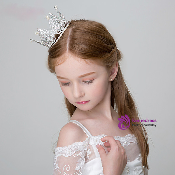 Princess Hair Accessories Rhinestone Crown Headband Round Crown
