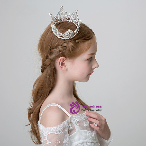 Princess Hair Accessories Rhinestone Crown Headband Round Crown