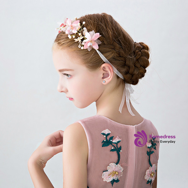 The Girl Crown Of Princess Pink Flower Gold Dragonfly Hairband