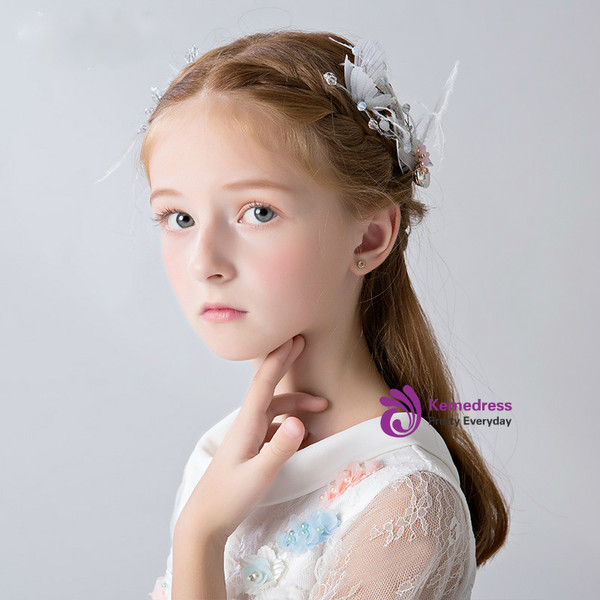 Girl Feather Headdress 2 Piece Flower Girl Hair Accessories