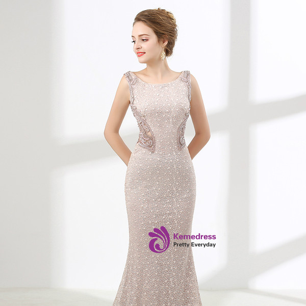 Sexy Mermaid Lace Bateau Sleeveless With Beading Prom Dress