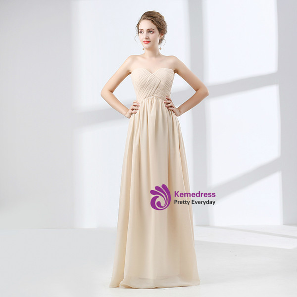 Blue Sweetheart High Waist Chiffon Pleats Bridesmaid Dress