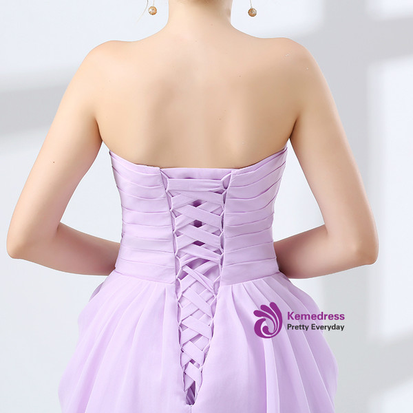 Purple Short Knee Length Chiffon Sweetheart Bridesmaid Dress