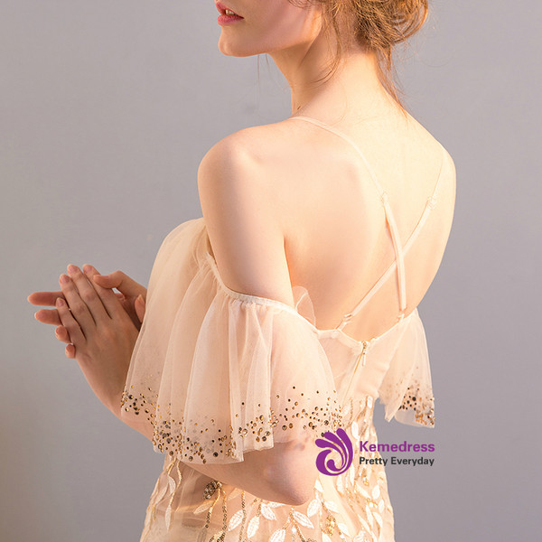 In Stock:Ship in 48 hours Pink Sequins Allure See Through Prom Dress