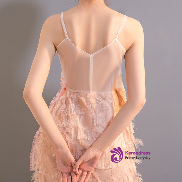 In Stock:Ship in 48 hours Pink Allure See Through Prom Dress