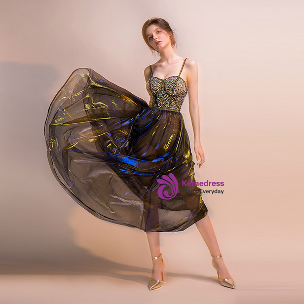 In Stock:Ship in 48 hours Spaghetti Straps Allure See Through Prom Dress