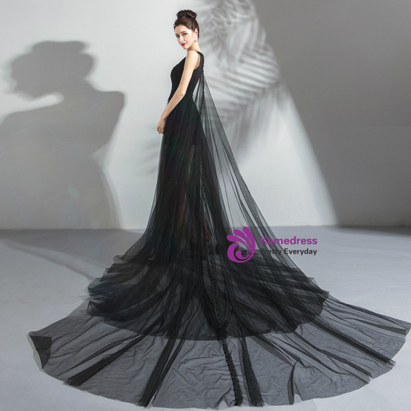 In Stock:Ship in 48 hours Sexy Black Lace Tulle Prom Dress