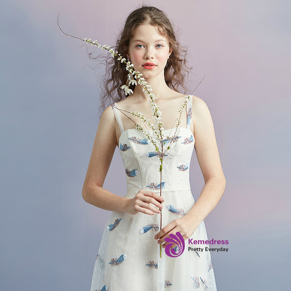 In Stock:Ship in 48 hours Spaghetti Straps Tulle Homecoming Dress