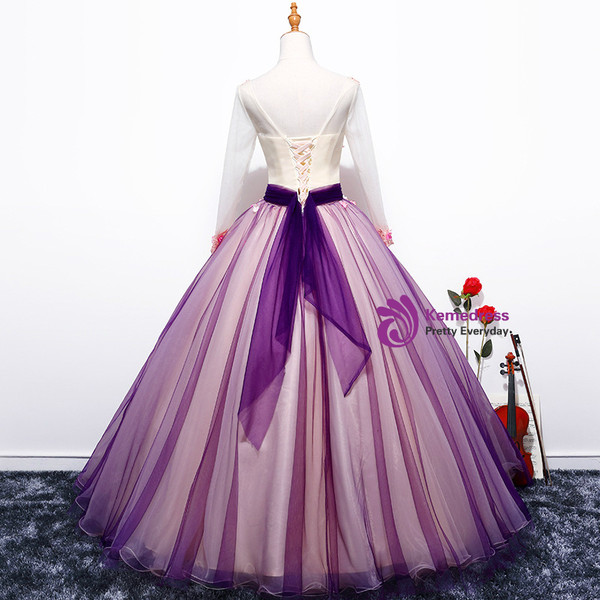 In Stock:Ship in 48 hours V-neck Purple Tulle Quinceanera Dresses