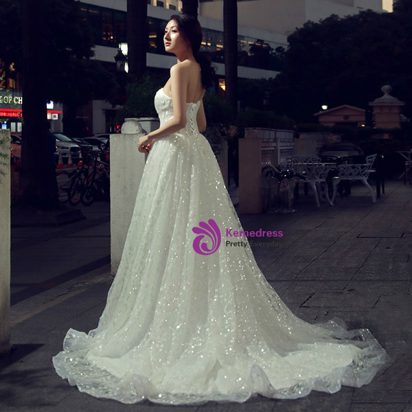 Sexy White See Through Neck Tulle Backless With Bow Wedding Dress