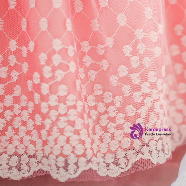 In Stock:Ship in 48 Hours Pink Cap Sleeve With Pearls Little Girl Dress