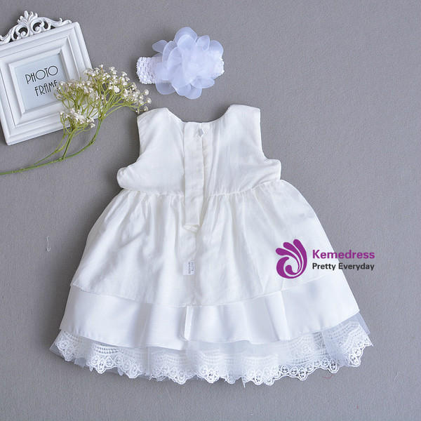 In Stock:Ship in 48 Hours Cute White Lace Tulle Little Girl Dress