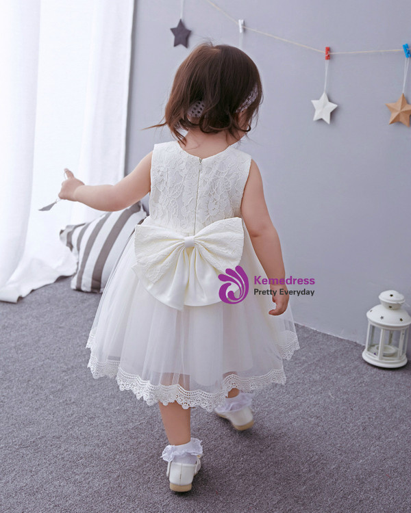 In Stock:Ship in 48 Hours Cute White Lace Tulle Little Girl Dress