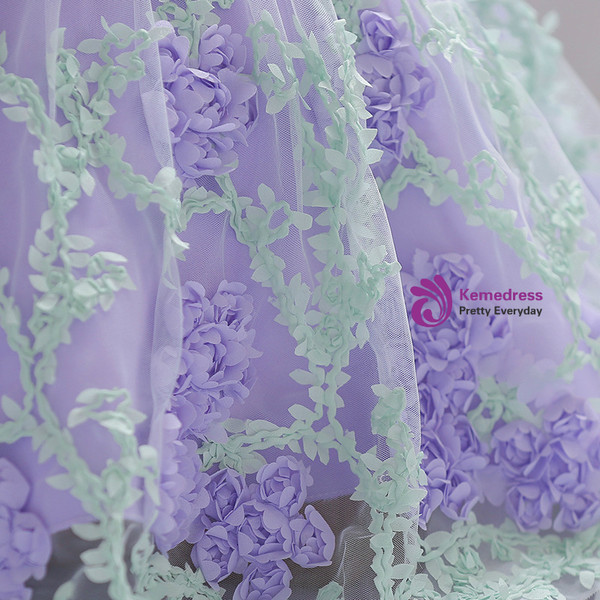 In Stock:Ship in 48 Hours Purple Tulle Flower Litter Girl Dress
