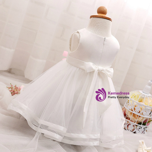 In Stock:Ship in 48 Hours White Tulle With Flower Litter Girl Dress