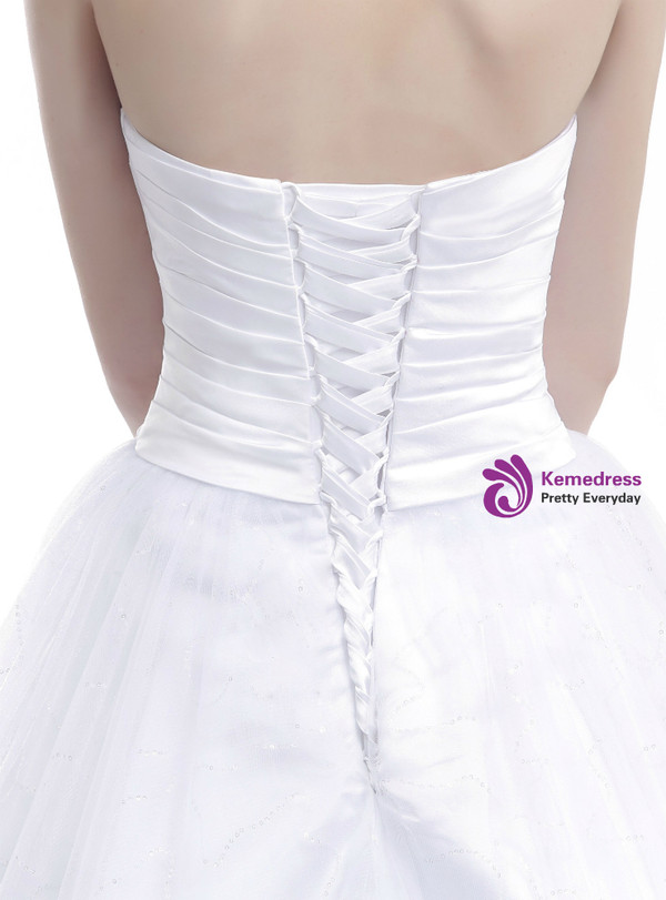 White Tulle Sweetheart Neck With Beading Wedding Dress