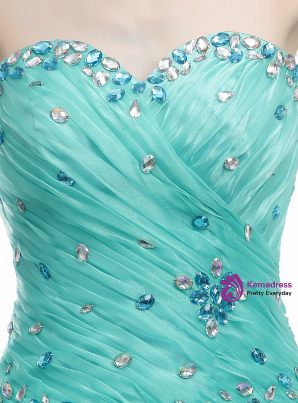 Green Ball Gown Sweetheart Neck Organza Ruffle Pleats Wedding Dress