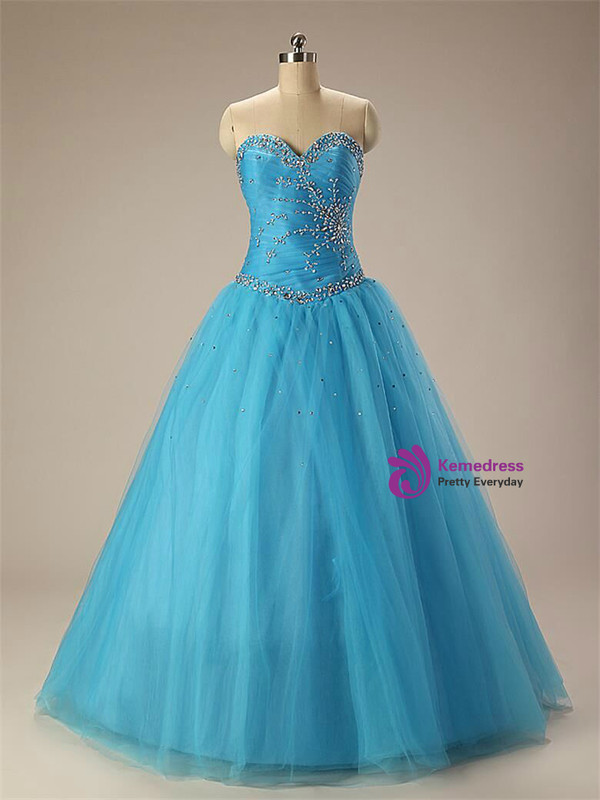 Ball Gown Sweetheart Neck Tulle With Beading Quinceanera Dresses