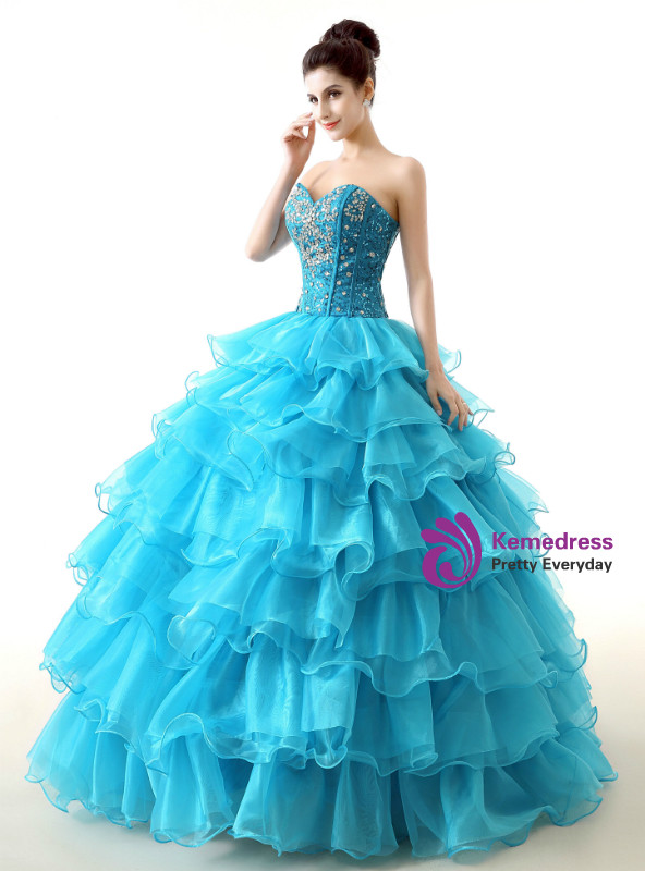 Ball Gown Ruffle Sweetheart Neck With Beading Quinceanera Dresses
