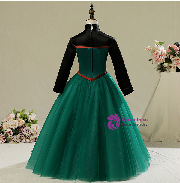 In Stock:Ship in 48 Hours Green Tulle Long Sleeve Frozen Aisha Dress