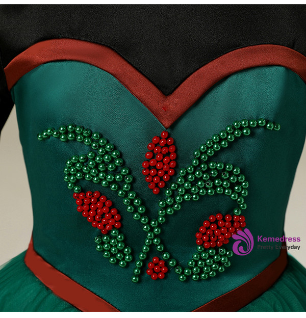 In Stock:Ship in 48 Hours Green Tulle Long Sleeve Short Frozen Aisha Dress