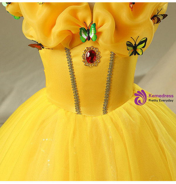 In Stock:Ship in 48 Hours Yellow Tulle Princess Belle Skirt Frozen