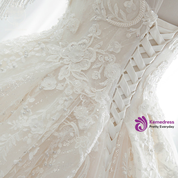 Ball Gown Sequins Tulle Sequins Backless With Beading Wedding Dress