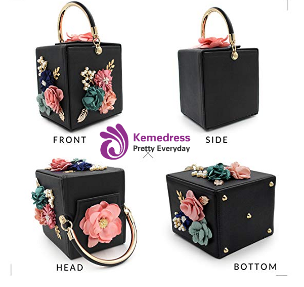 Women Clutches Flower Clutch Bag Box Clutch Purse Evening Handbag