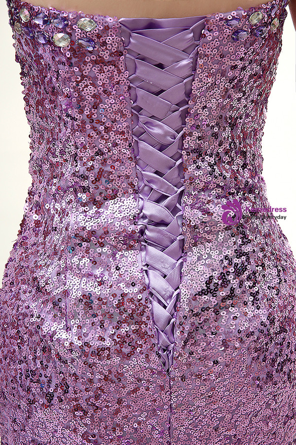 Blue Mermaid Sequins Sweetheart Neck With Crystal Prom Dress