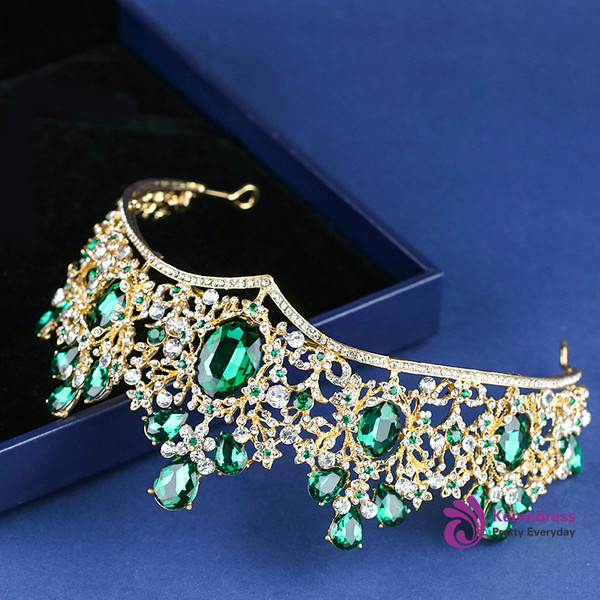 Green Crystal Crown Princess Headband Hair Accessories