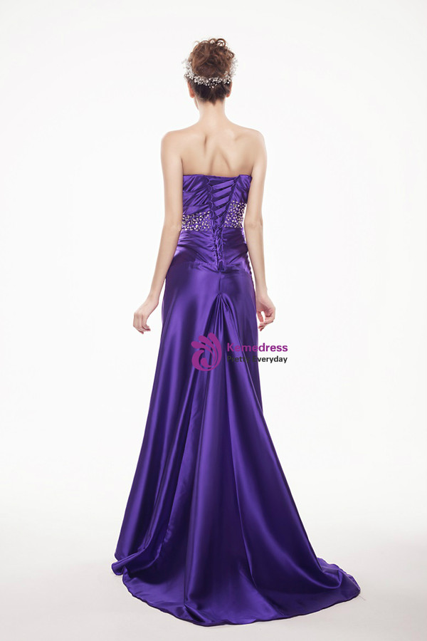 Silver Satin Mermaid Strapsless Pleats Mother Of The Bride Dress