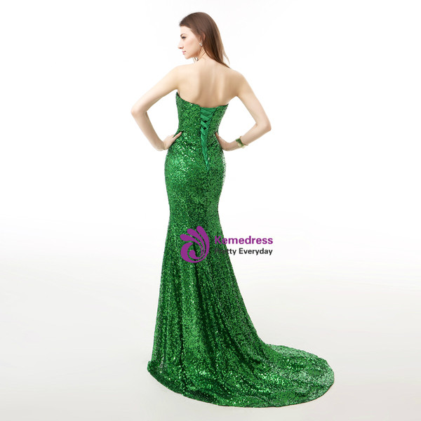 Purple Sequins Mermaid Sweetheartr Neck Prom Dress With Crystal