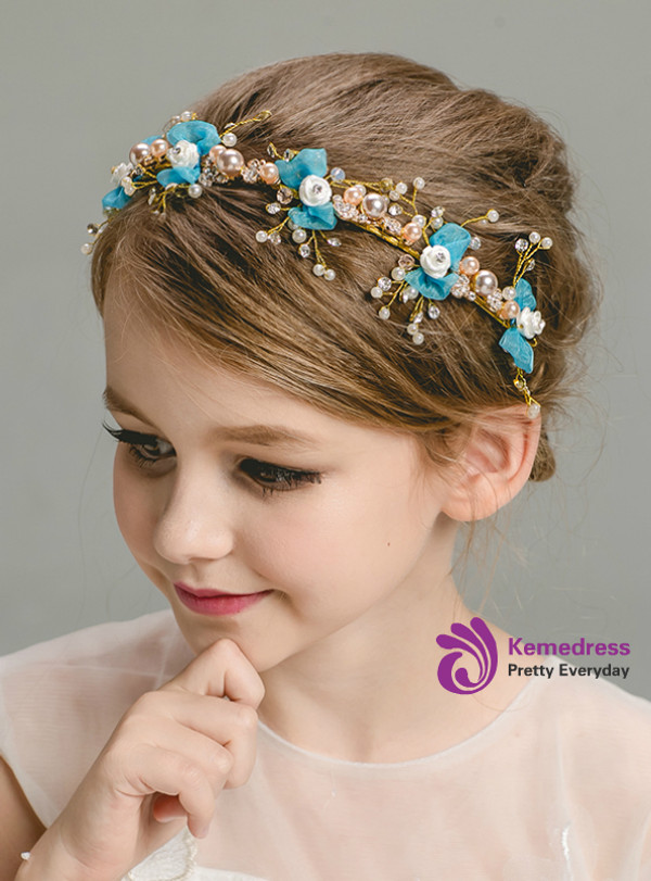 Girls' Wreath Flower Bow Pearls Hair Accessories