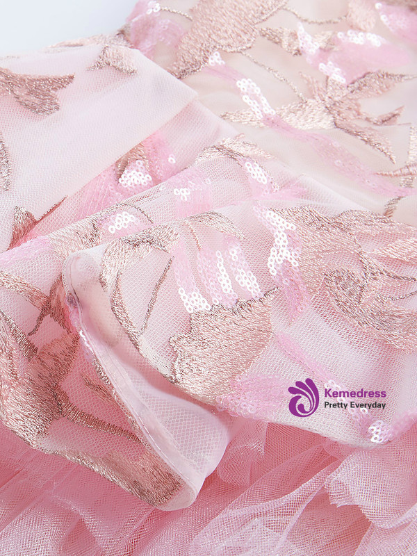 In Stock:Ship in 48 Hours Ready To Ship Pink Tulle Sequins Girl Dress